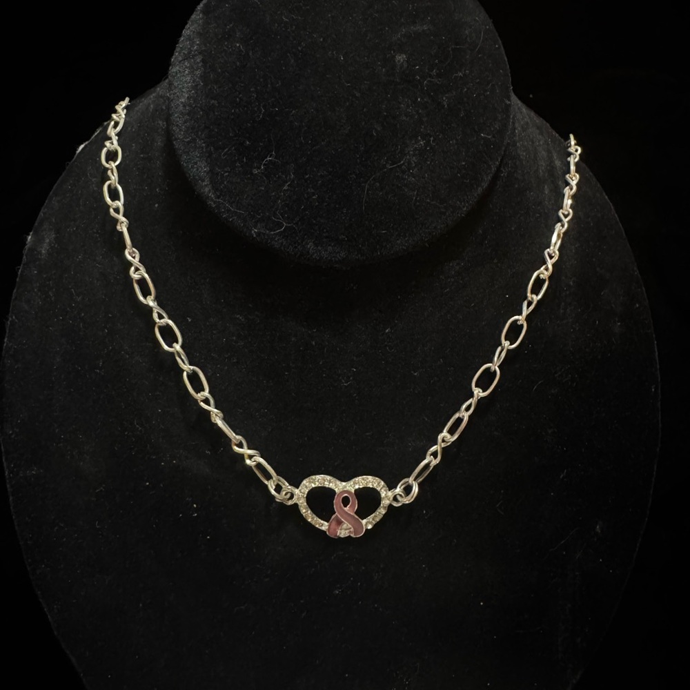 Heart Necklace Supporting Breast Cancer Awareness